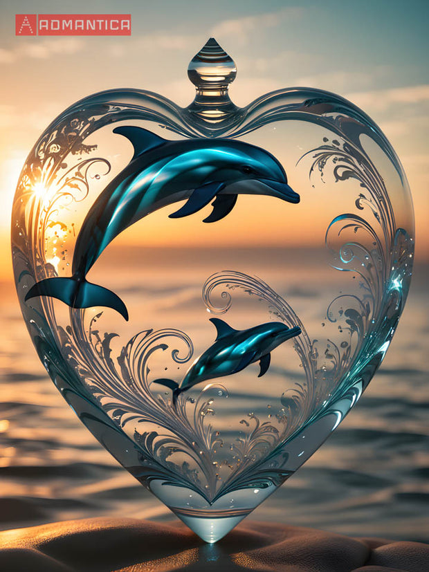 Dolphins in Crystal Heart 1 3840x5120